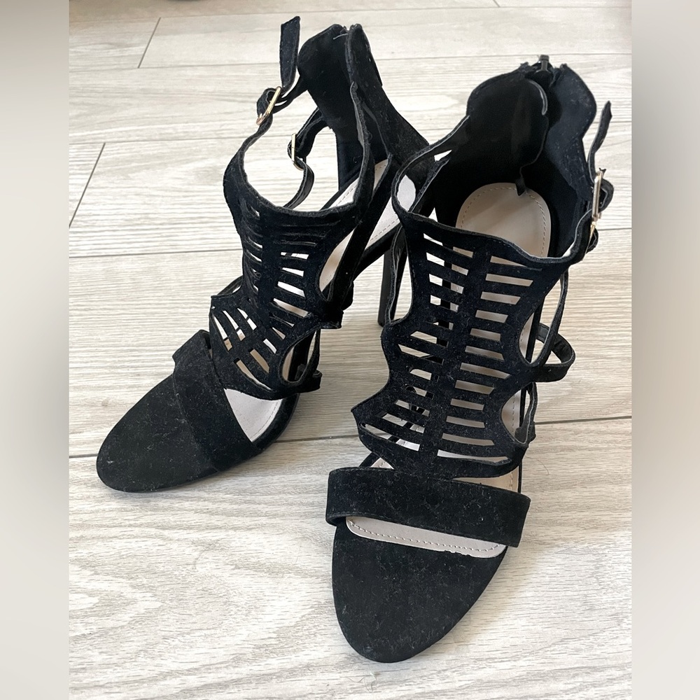 Sexy black suede high heels size 10.5